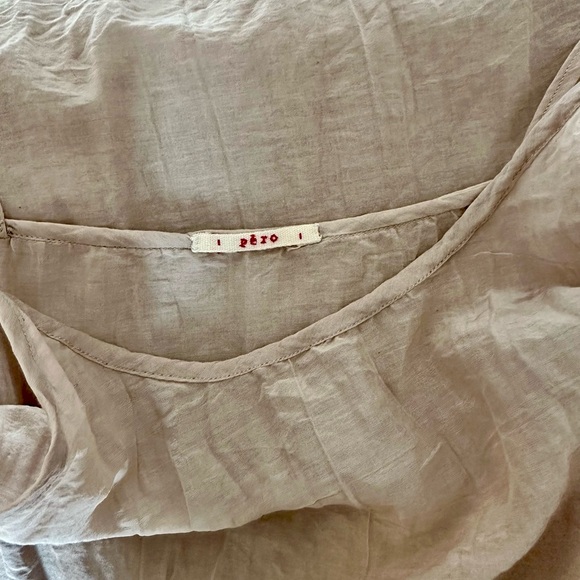 péro Cotton Silk Beige Chemise Dress Scoop Neck Sleeveless Woven Women's Small - Picture 7 of 7